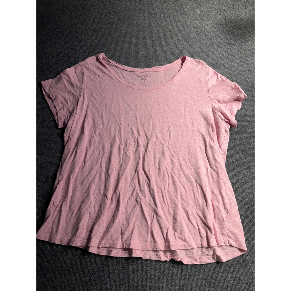 Eddie Bauer‎ Womens XXL Pink Scoop Neck Slub Knit T-Shirt Short Sleeve Plus